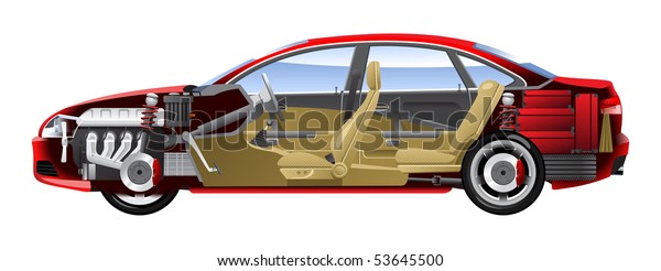 Cutaway Car Illustrations. (Simple gradients only\
- no gradient mesh.)