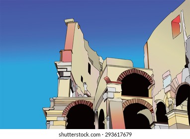 Cutaway of the Colosseum in Rome 