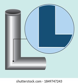 Cutaway pipe, sewerage isolated. Vector stock illustration. Cut pipe as a concept of removal of blockage in the sewage system. Plumbing illustration with Cutaway pipe for plumbing service