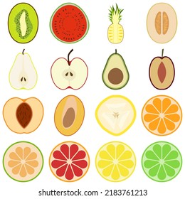 Frutos, piña, kiwi, naranja, limón, aguacate, melón, melón, plátano, pomelo, lima, pomelo, pomelo, ciruela, ciruela, ciruela, pera