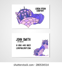 Cutaway template whit hand drawn house. Corporate identity. 