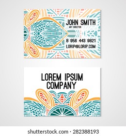 Cutaway template whit hand drawn ornament. Corporate identity. 