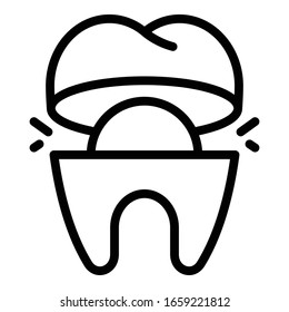 Zahnexion. Rahmenzahn-Vektorillustration-Symbol für Webdesign einzeln auf weißem Hintergrund