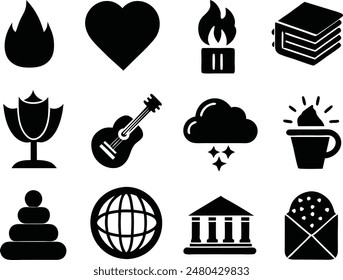 Cute 12 icon vector silhouette illustration looks wow