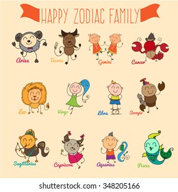 Cute 12 Zodiac Signs Family 