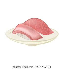 Cute 2 Pieces Of Sushi Fatty Tuna
