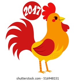 Cute 2017 rooster zodiac sign design with text celebrating Chinese new year