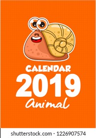A cute 2019 calendar, with designs of animals, rats, cats, bears, chickens, giraffes, dogs, snails, sheep, crocodiles, lions, rabbits, turtles. Can be used for, poster, printed, etc.