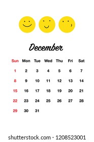 Cute 2019 calendar set with smiles. Doodle style. Positive funny smiles every month.
