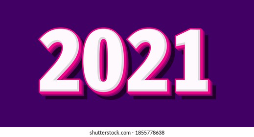 cute 2021 number typography  text effect for poster and banner 