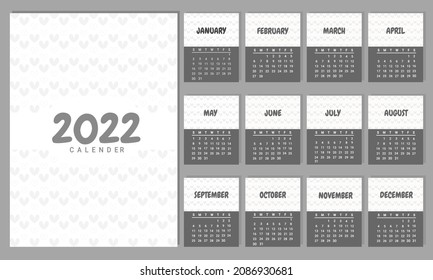 Cute 2022 calendar template on cloud blue background. Both corporate desk calendars and wall calendars are ready to print. Sunday starts on Monday. week as a weekend. good for daily log, business, etc