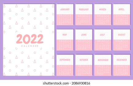 Cute 2022 calendar template on cloud blue background. Both corporate desk calendars and wall calendars are ready to print. Sunday starts on Monday. week as a weekend. good for daily log, business, etc