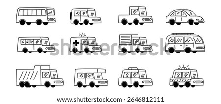 Cute 2d flat 3d cars doodle hand drawing cartoon