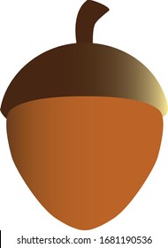 Cute 3d, 3 dimensional, acorn vector graphic logo. Forest wood woodland creature theme. 