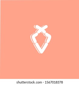 Cute 3D Arrow Sign Icon on the Orange Background