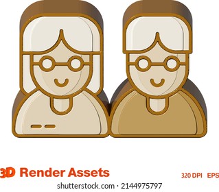 cute 3d assets of couple family, perfect for social media, game, website assets and many more