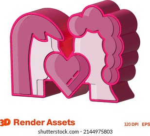 cute 3d assets of couple family, perfect for social media, game, website assets and many more