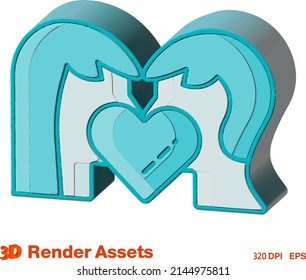 cute 3d assets of couple family, perfect for social media, game, website assets and many more