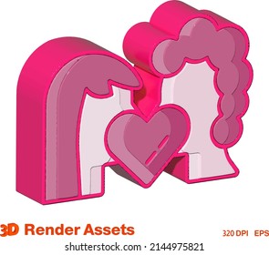 cute 3d assets of couple family, perfect for social media, game, website assets and many more