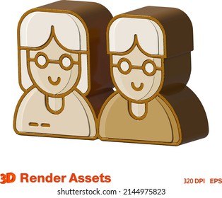 cute 3d assets of couple family, perfect for social media, game, website assets and many more