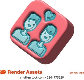 cute 3d assets of couple family, perfect for social media, game, website assets and many more
