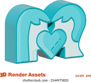 cute 3d assets of couple family, perfect for social media, game, website assets and many more