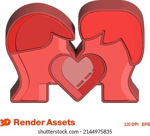 cute 3d assets of couple family, perfect for social media, game, website assets and many more