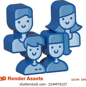 cute 3d assets of couple family, perfect for social media, game, website assets and many more