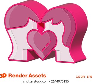 cute 3d assets of couple family, perfect for social media, game, website assets and many more