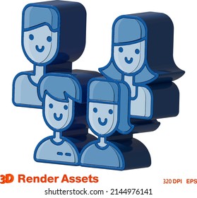 cute 3d assets of couple family, perfect for social media, game, website assets and many more