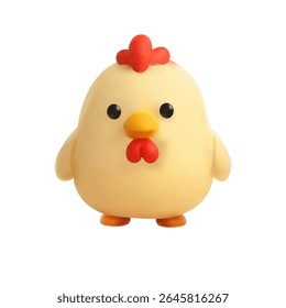 Cute 3D cartoon chicken red comb and yellow