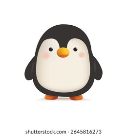 Pinguim de desenho animado 3D bonito com uma barriga redonda