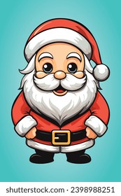 Cute 3D Cartoon Santa Claus Against a Blue Background Christmas