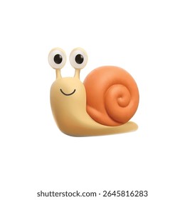 Cute 3D cartoon snail with a spiral orange