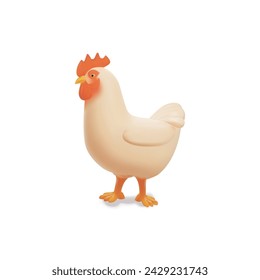 Ilustración linda del icono del vector de los personajes de pollo 3d