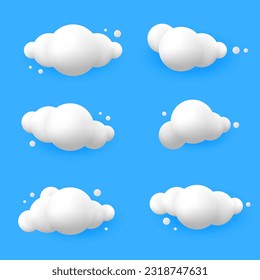 cute 3d cloud collection on blue background