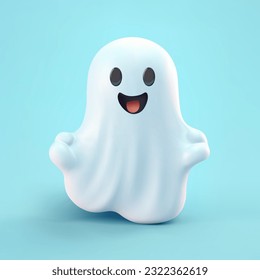 Cute 3d funny ghost. Vector Illustration EPS10