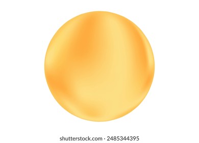 Cute 3d gold circle glowing shape with gradient texture, aesthetic yellow oil bubble, isolated transparent background, for websites, cosmetics presentations, logo, identity, flyers, posters.