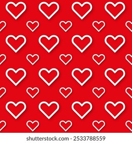 Cute 3d heart seamless pattern. Love background for Valentine`s Day. 