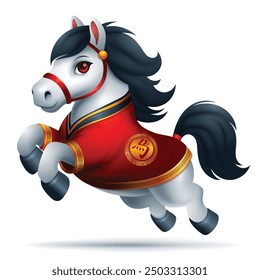 Cute 3D horse vector, Chinese zodiac sign or symbol. Translation : Horse