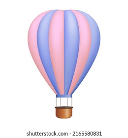 Cute 3d hot air balloon icon. Vector illustration.