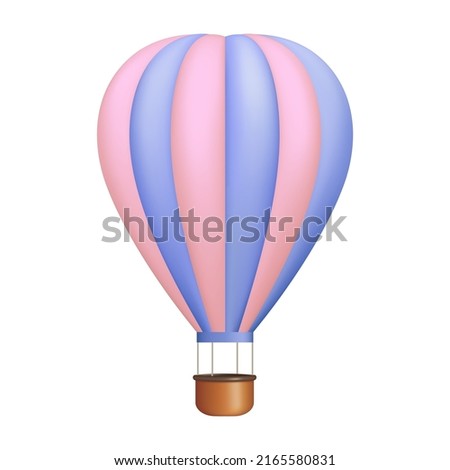 Cute 3d hot air balloon icon. Vector illustration.