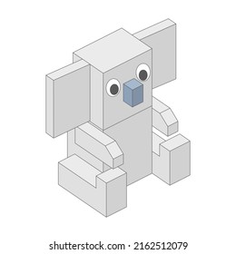 Cute el carácter koala 3D en un estilo de píxel en un fondo blanco.