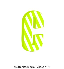 Cute 3d letter C with white stripped. Element for design.Vector illustration