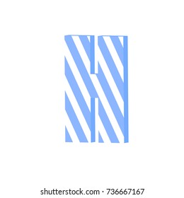 Cute 3d letter H with white stripped. Element for design.Vector illustration