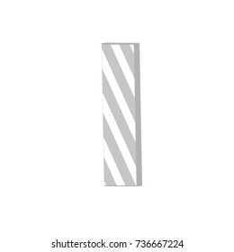 Cute 3d letter I with white stripped. Element for design.Vector illustration