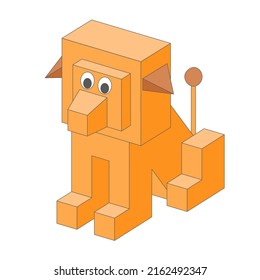 Cute 3D lion character in pixel style on a white background.