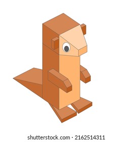 Cute 3D nutria character in pixel style on a white background.