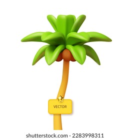 Cute 3D palm. Summer vacation element