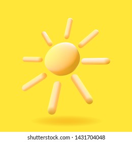 Cute 3D rendered vector illustration icon of Bright sun. Use for children books, game, animation asset, design illustration etc. 